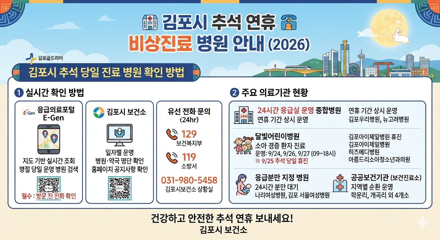 김포 추석 당일 진료 병원 확인 방법
